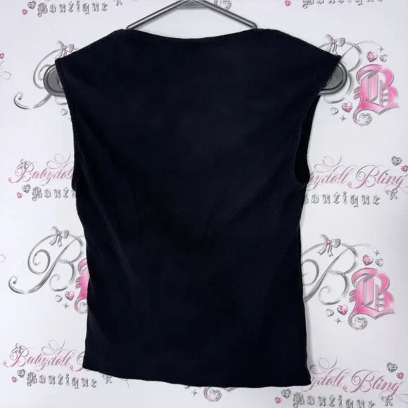 Maeve tank top black ribbed square neckline stretchy basic casual top shirt luxe - Picture 4 of 4